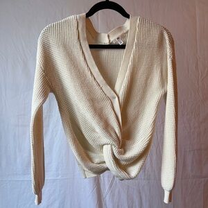 bp Cream Twist-Front V-Neck Knit Sweater
